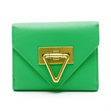 BOTTEGA VENETA Saint Germain Tri-fold Wallet 666949 Leather Green Used Women
