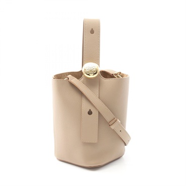 LOEWE Pebble 2Way Mini Bucket Shoulder Handbag AANBBBMX02 Leather Beige Used