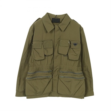 PRADA Triangle Plate Safari Jacket Blouson SGC553 cotton Khaki #50 Used mens