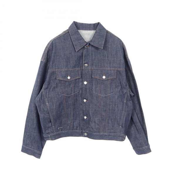 PRADA Denim Jacket GEB257 Cotton Navy Size XL Used mens