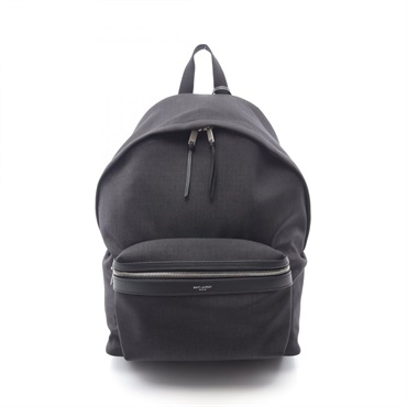 SAINT LAURENT PARIS City Backpack Bag 534967 Canvas Leather Black Used Unisex