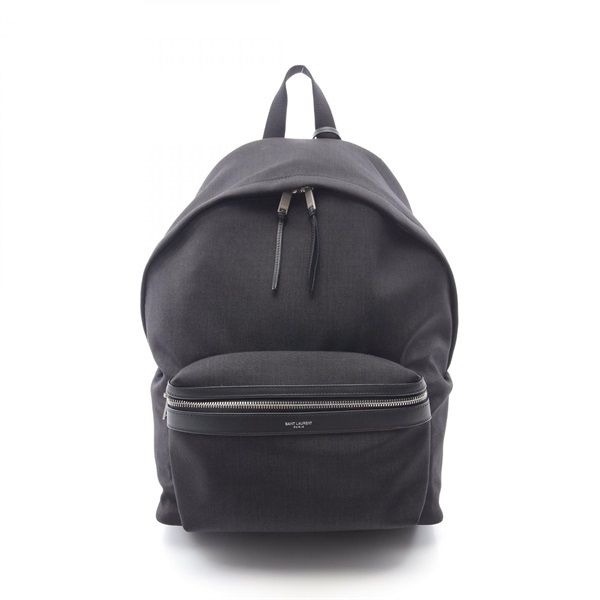 SAINT LAURENT PARIS City Backpack Bag 534967 Canvas Leather Black Used Unisex