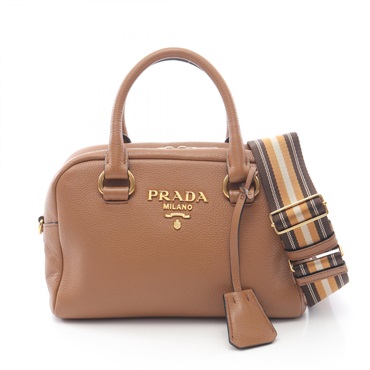 PRADA 2Way Shoulder Handbag 1BB108 Leather Brown Used Women