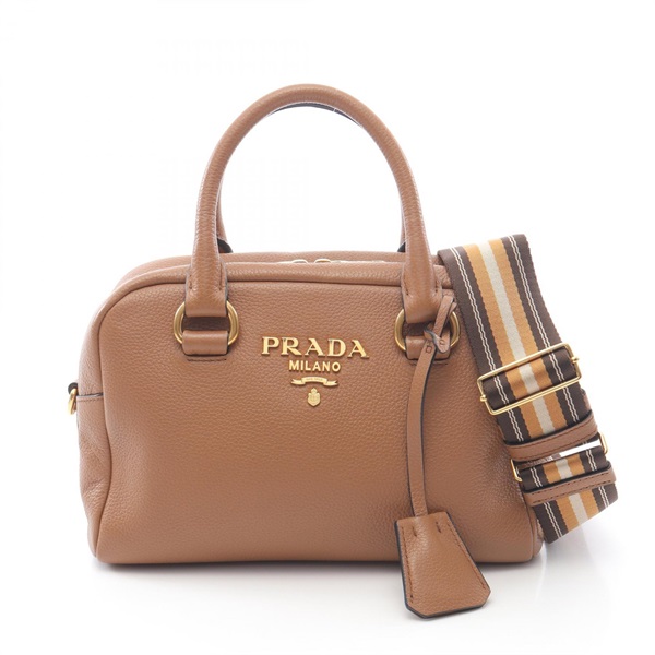 PRADA 2Way Shoulder Handbag 1BB108 Leather Brown Used Women
