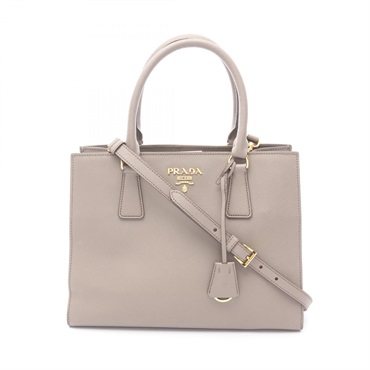 PRADA 2Way Crossbody Shoulder Tote Handbag leather Beige Used Women