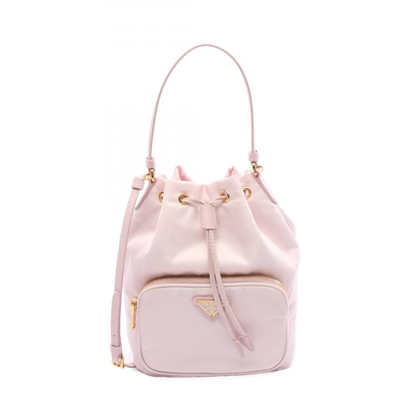 PRADA VELA 2Way Shoulder Handbag 1BH038 Nylon leather Pink Used Women