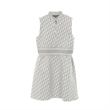 Christian Dior Oblique Dress sleeveless Nylon Gray Women #F40