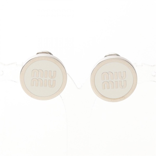 Miu Miu logo Earring Stainless Steel White Used women logo