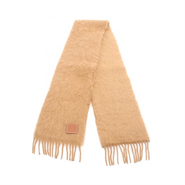 LOEWE Anagram Scarf Stole wool Moheya Brown Used Women 200cm