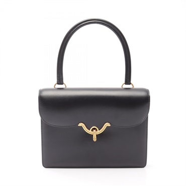 HERMES Vasco Handbag Box calf leather Calfskin Black Used Women GHW R