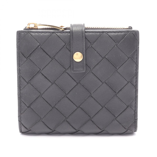 BOTTEGA VENETA Intrecciato Bi-fold wallet leather Black Used unisex BV