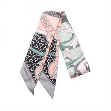 HERMES Twilly LA PROMENADE DE PLATON Scarf silk Pink Multicolor Used Women
