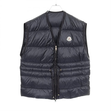 MONCLER NAI Drawstring Zip-up Down Vest Nylon Navy Size 5 Used Women