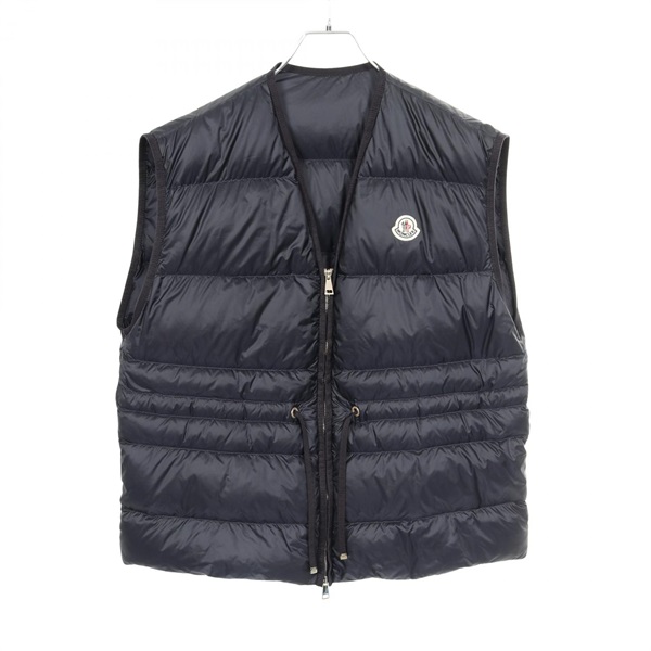 MONCLER NAI Drawstring Zip-up Down Vest Nylon Navy Size 5 Used Women