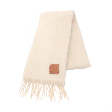LOEWE Anagram Scarf Wool Mohair Beige Used Women 204cm