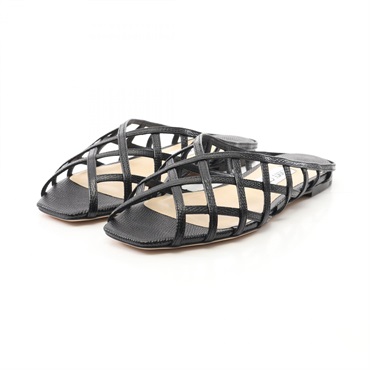 JIMMY CHOO SAI FLAT Sandals leather Black Size 38 Used Women
