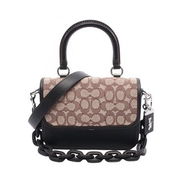 COACH Signature Rogue Shoulder Handbag CA215 canvas leather Beige Black Used