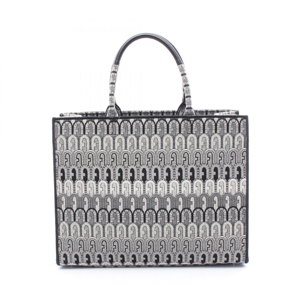 Furla OPPORTUNITY Hand Tote Bag canvas Gray Black Used Women