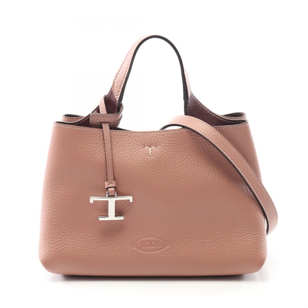 TOD'S Timeless Micro Shoulder Crossbody Handbag leather Pink Used Women