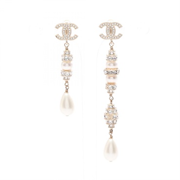 CHANEL COCO Mark Pierced earrings Gold Plated Artificial pearl Beige Used women