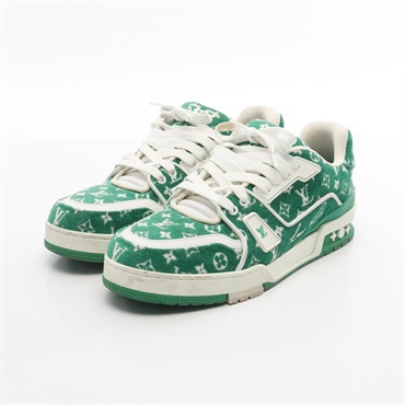 LOUIS VUITTON LV Monogram Textile sneakers 1ABFS4 Green White Used mens 8 1/2