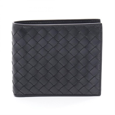 BOTTEGA VENETA Intrecciato Bi-fold wallet leather Black Used Women
