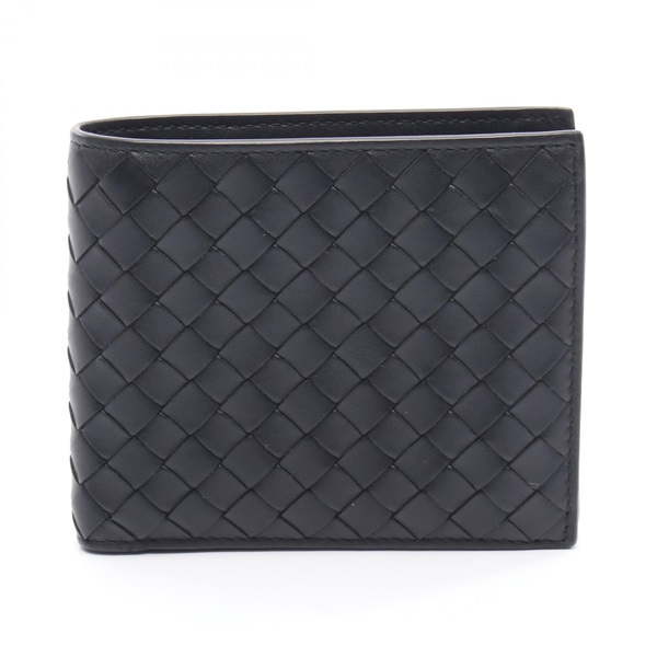 BOTTEGA VENETA Intrecciato Bi-fold wallet leather Black Used Women