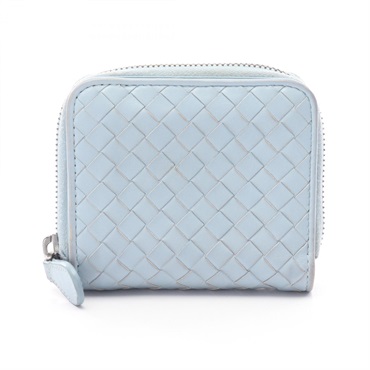 BOTTEGA VENETA Intrecciato Bi-fold Wallet 624048 leather Blue Used Women BV
