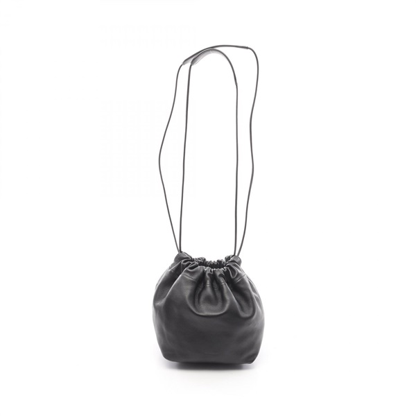 JIL SANDER Drawstring Shoulder Bag J07WG0027 leather Black Used Women