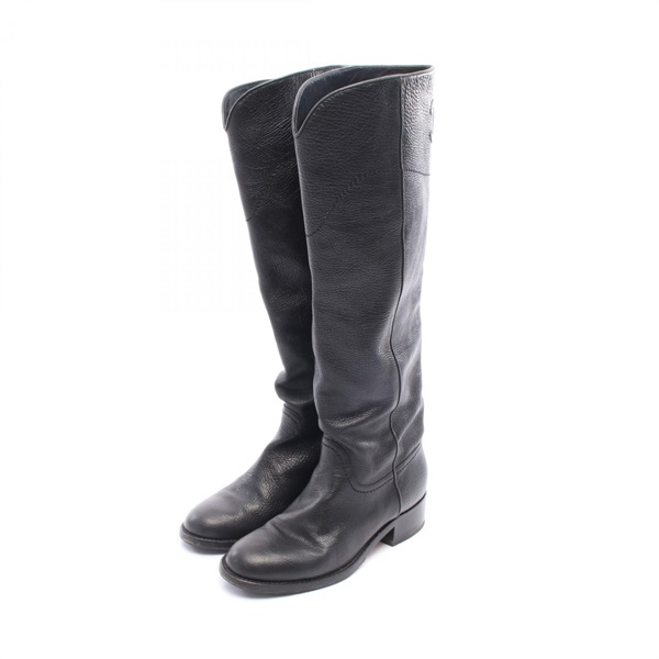 CHANEL COCO Mark boots G26069 leather Black Used Women 36 1/2C