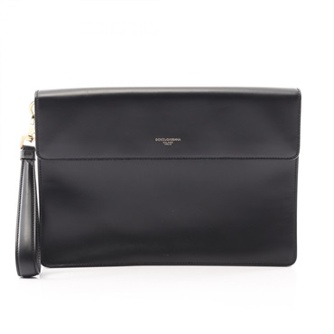 DOLCE & GABBANA Mediterraneo Business clutch bag leather Black Used mens