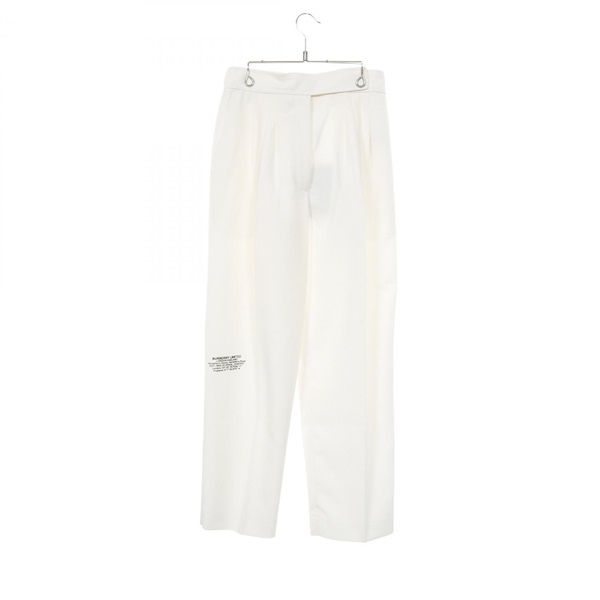 BURBERRY Location Print Trousers Pants 8024476 wool polyester White #UK6 Women