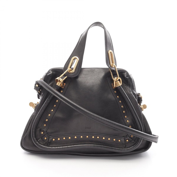 Chloe Paraty Medium Shoulder Handbag leather Black Used Women GHW