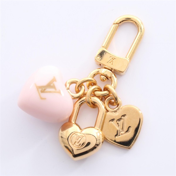 LOUIS VUITTON Micro Charm LV Heart Key holder M01554 Gold Plated Pink Used Women