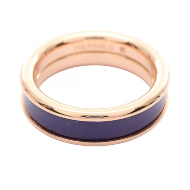 HERMES Uni PM Ring Gold Plated Purple Used Women US size 6.75