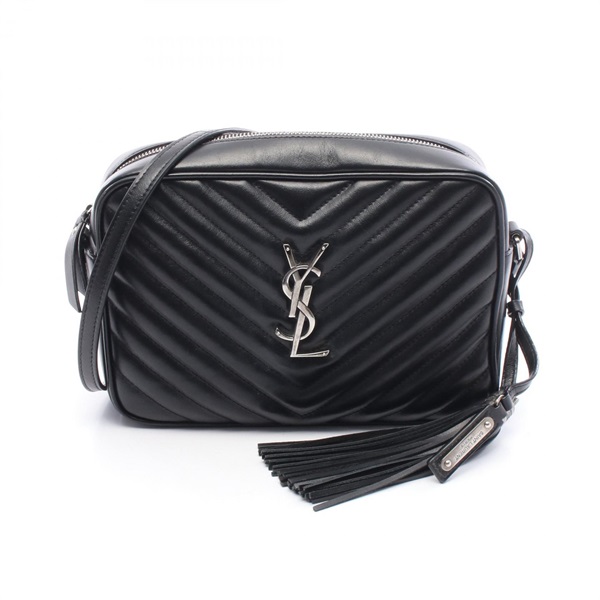 SAINT LAURENT PARIS LOU Monogram Shoulder Bag 574494 leather Black Used Women