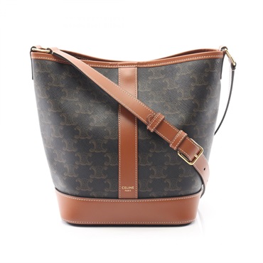 CELINE Small Bucket Shoulder Bag 191442CAS Triomphe canvas leather Brown Used