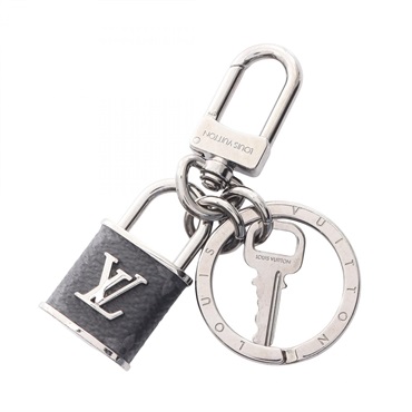 LOUIS VUITTON Porto Cle LV Lock charm Key ring M00967 Monogram Eclipse Used LV