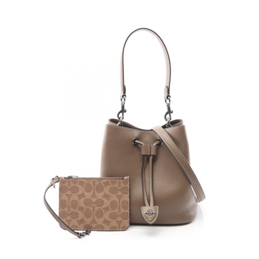 COACH Roan Bucket Shoulder Crossbody Handbag CBH06 leather Brown Used Women