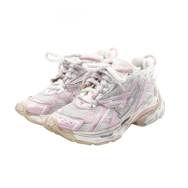 BALENCIAGA RUNNER Sneakers 677402 Fabric White Pink Size 36 Used