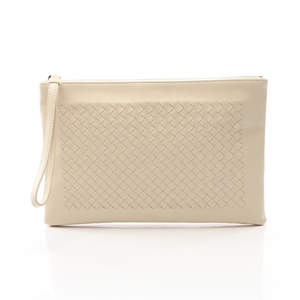 BOTTEGA VENETA Intrecciato business second clutch bag leather Beige Used mens