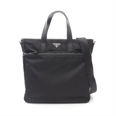 PRADA VITELLO CITY Business crossbody bag 2VG033 Nylon Saffiano leather Black