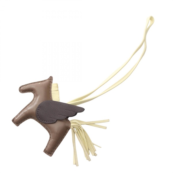 HERMES Rodeo Pegase PM Bag Charm Agneau milo Swift leather Gray Brown Beige Used