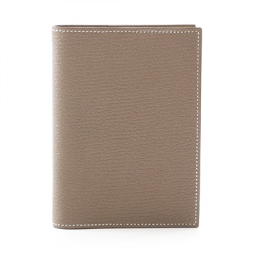 HERMES Agenda PM Notebook cover B Chevre leather SHW Etoupe Grey Used