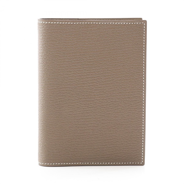HERMES Agenda PM Notebook cover B Chevre leather SHW Etoupe Grey Used