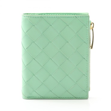 BOTTEGA VENETA Intrecciato Bi-fold wallet purse 742330 leather Green Used