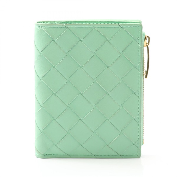 BOTTEGA VENETA Intrecciato Bi-fold wallet purse 742330 leather Green Used