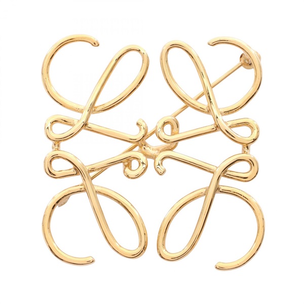 LOEWE Anagram Brooch Gold Plated Used Women