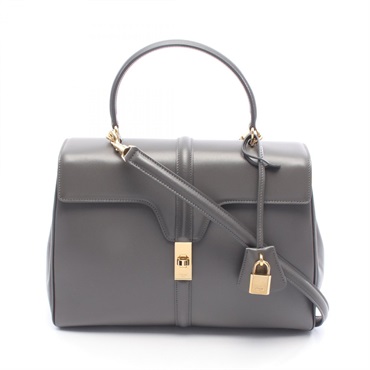 CELINE 16 seize Medium shoulder Handbag 187373 leather Gray Used Women