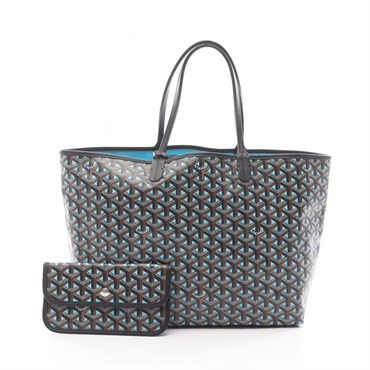 GOYARD Saint Louis PM Tote shoulder Bag canvas leather Blue Black Brown Used
